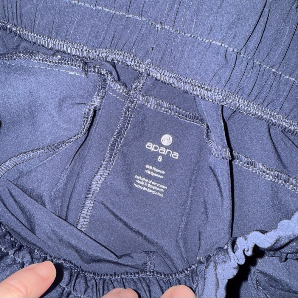 APANA Women Nylon Jogger Pants - Size Small , Blue Drawstring Waist, Pockets - Picture 3 of 8